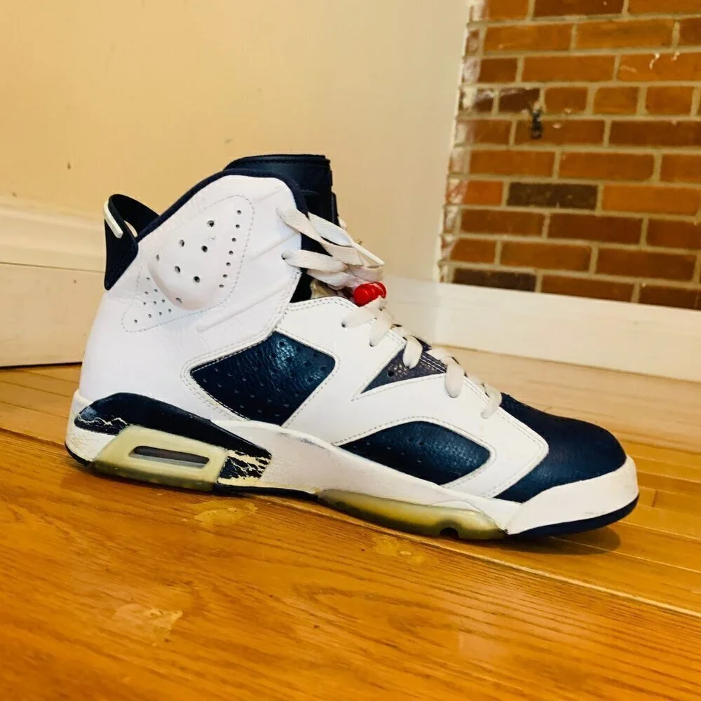 Jordan Retro 6 V1 Retro Olympic 2012 White Blue Size 11 Sneakers 38464-130